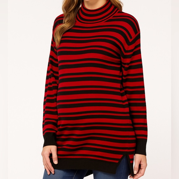 Mimi Maternity Tops - Mimi Maternity striped turtleneck